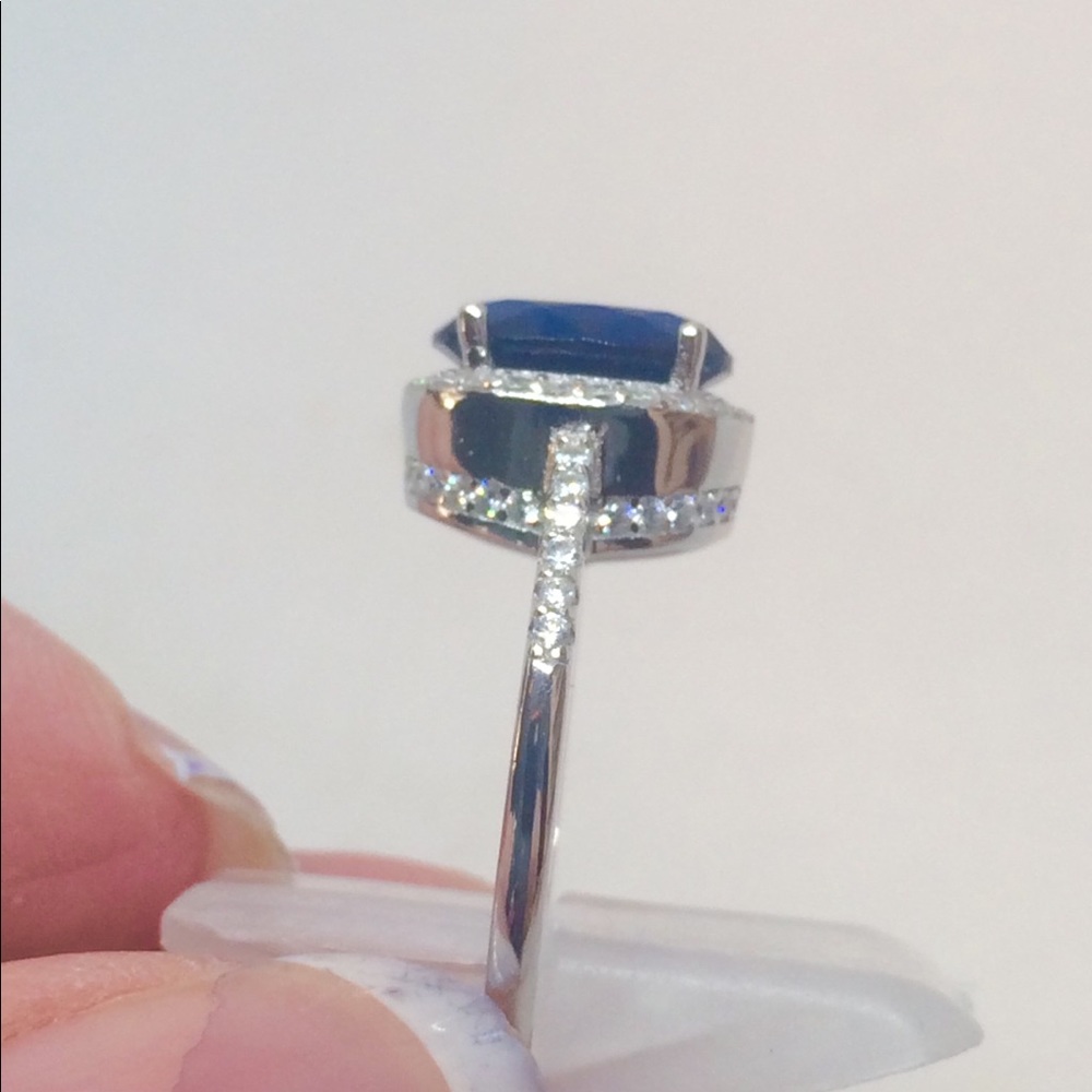 ๐๐5 Ct. BLUE SAPPHIRE STERLING SILVER RING - Picture 4 of 8